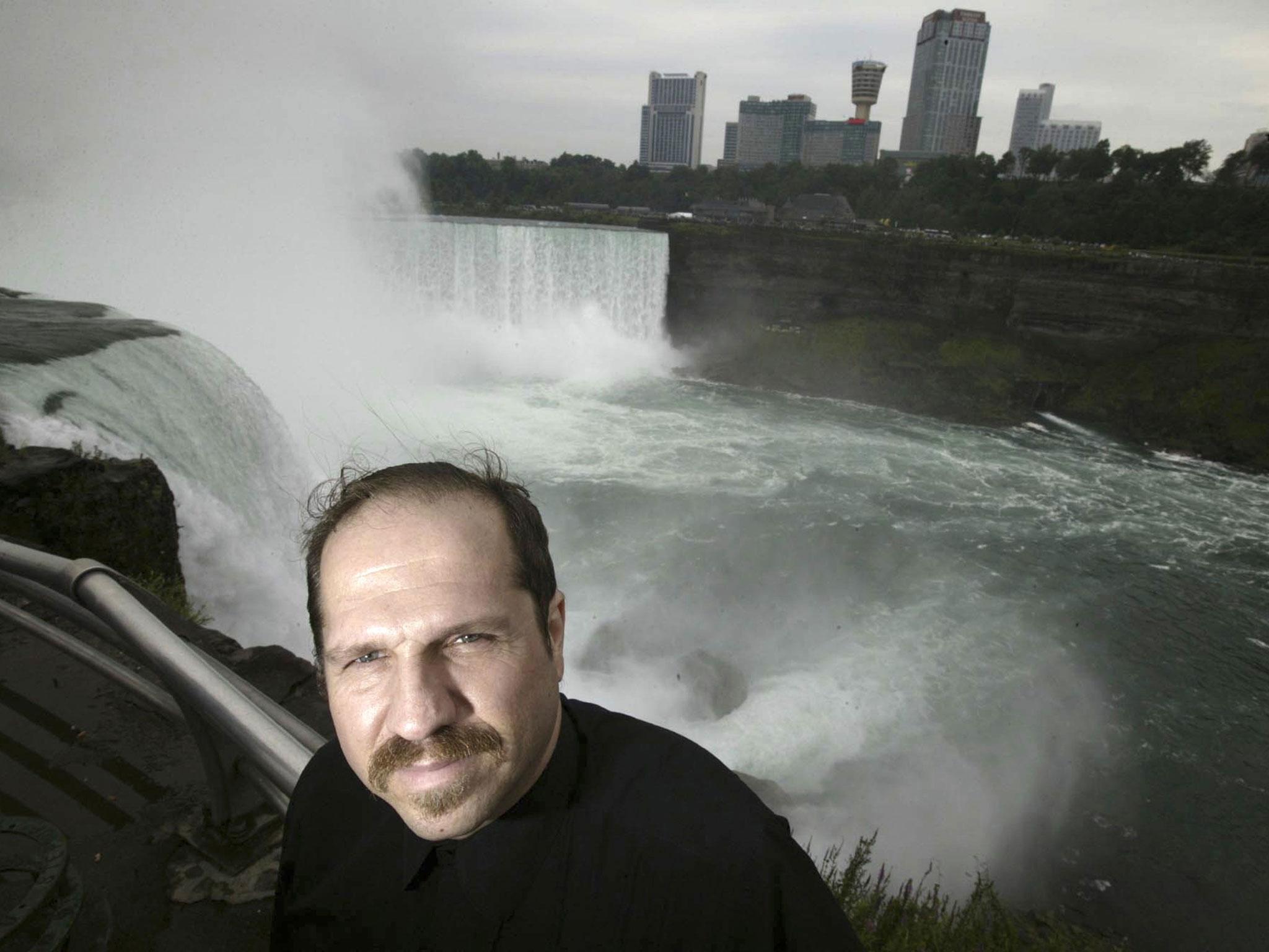 Kirk Jones poses for a photo at Terrapin Point on the American side of Horseshoe Falls in Niagara Falls State Park in 2004