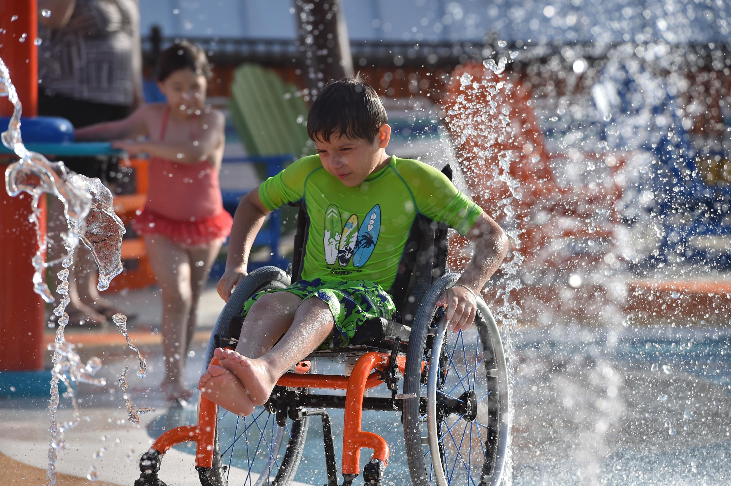 The park offers waterproof wheelchairs free of charge to visitors