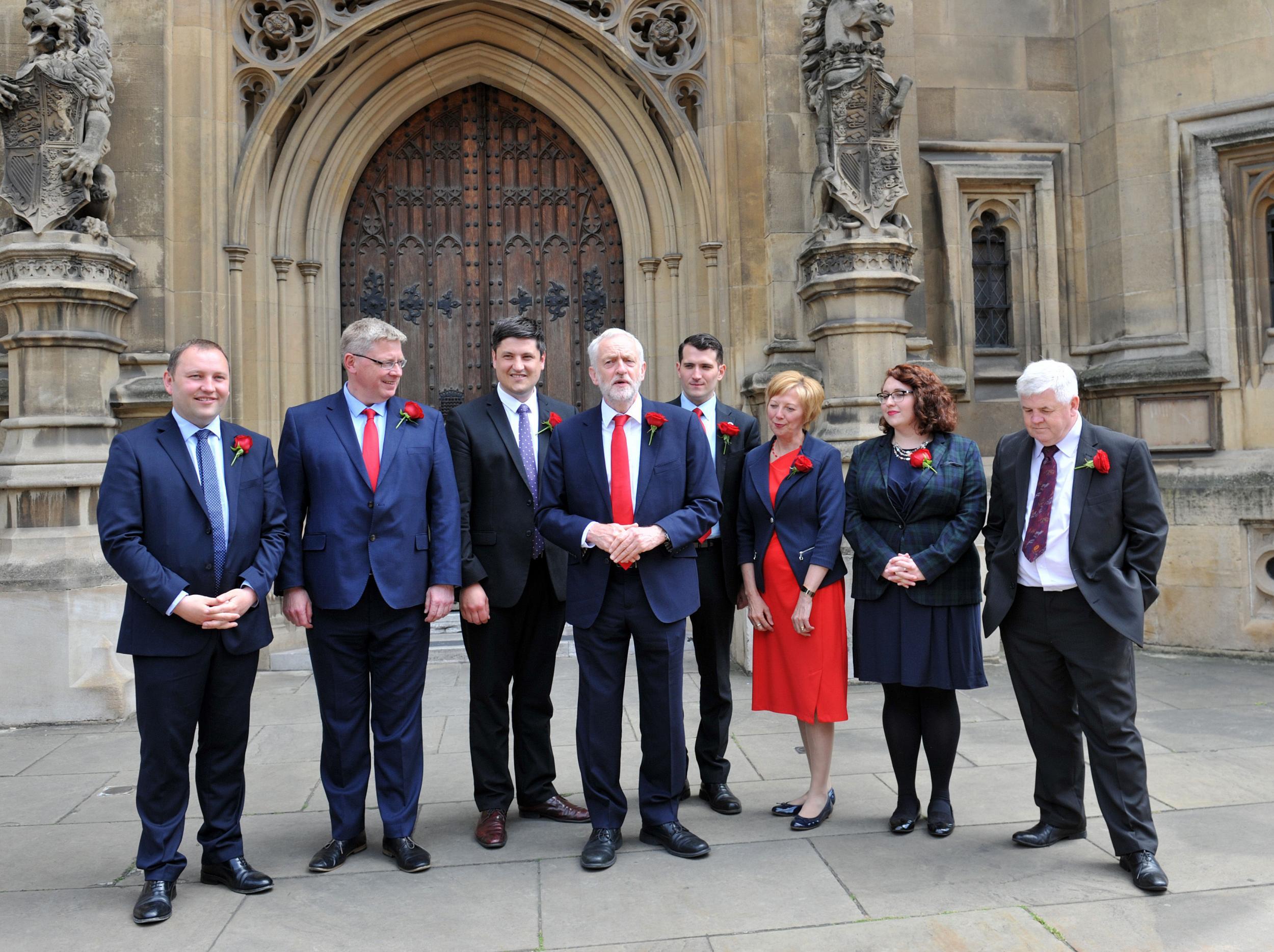 Jeremy Corbyn welcomes Scottish Labour MPs to Parliament after the party regained seats north of the border