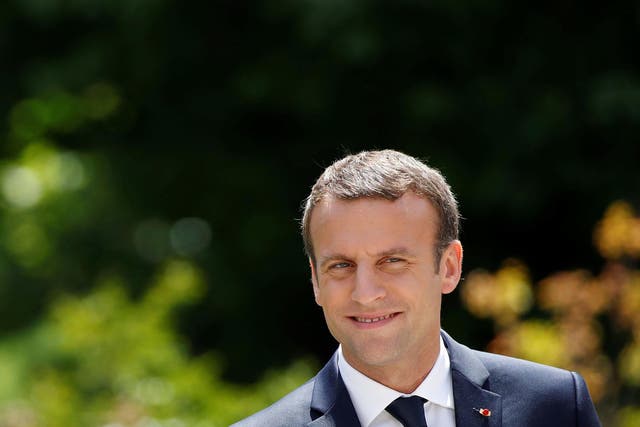 French President Emmanuel Macron during a news conference at the Elysee Palace on 16 June