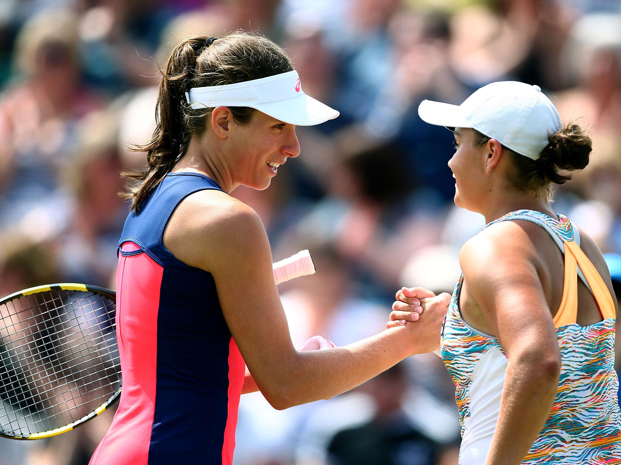 &#13;
Konta and Barty after their quarter-final encounter &#13;