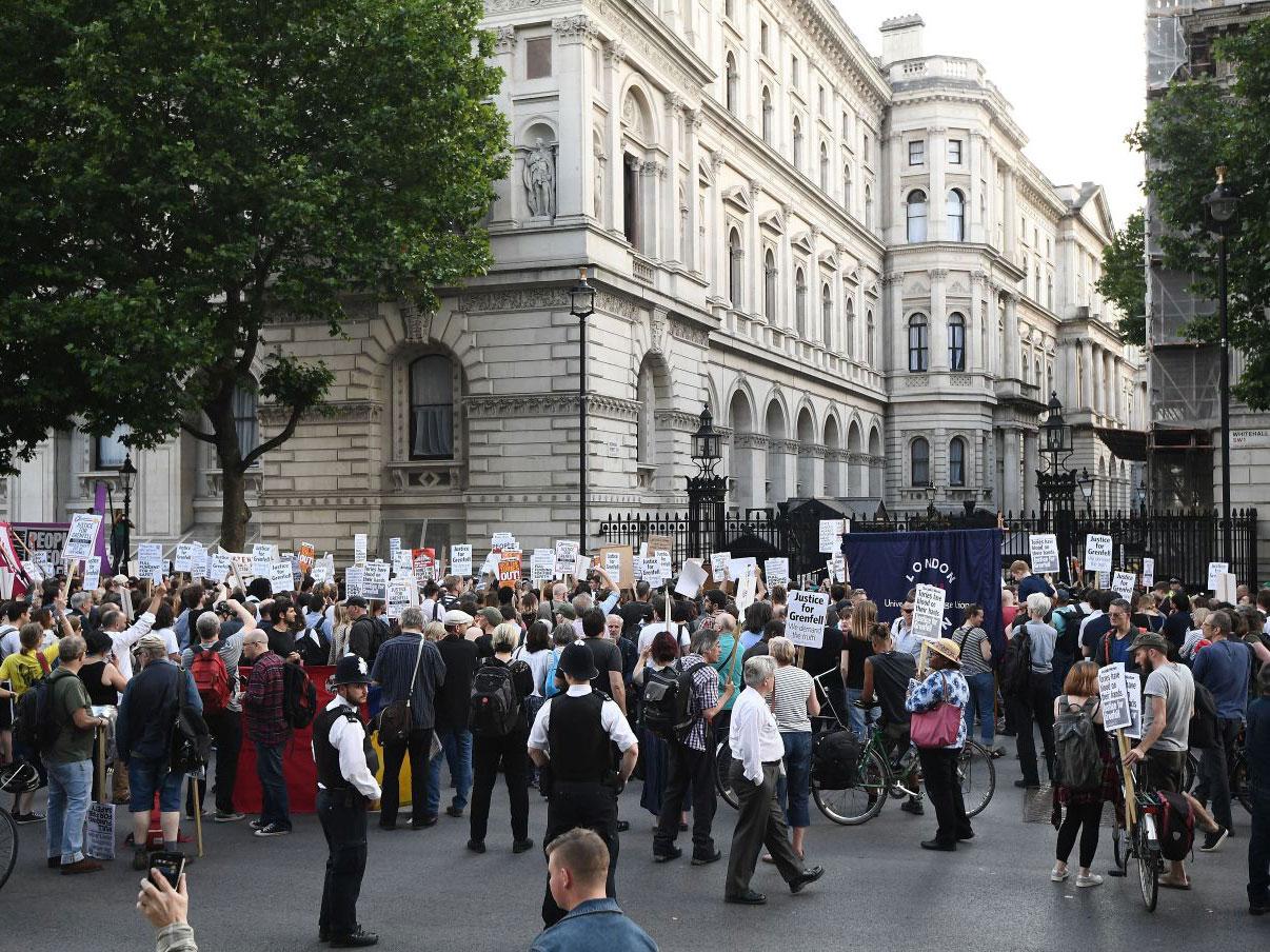 Protests outside Downing Street on Friday evening (Getty Images)