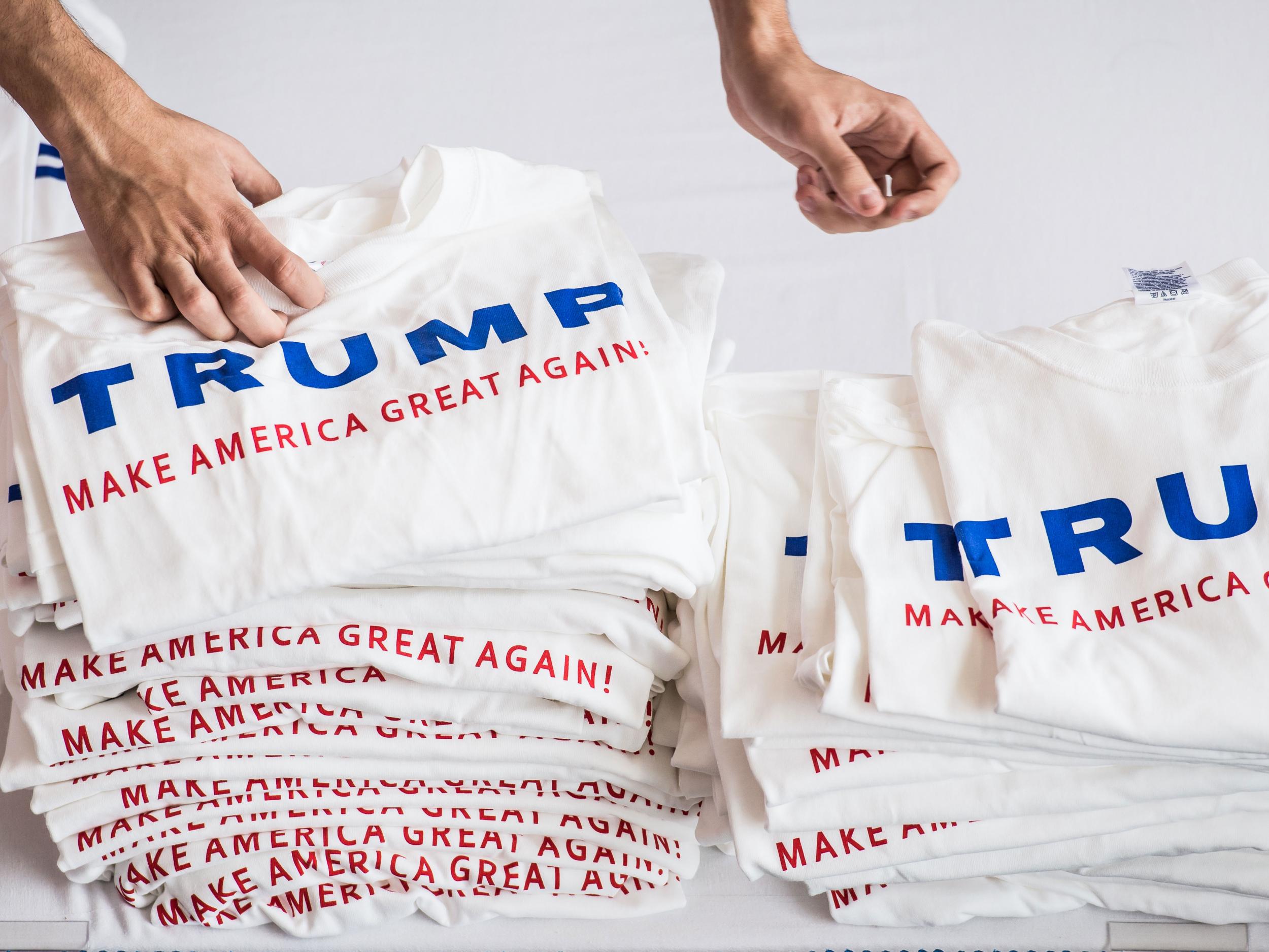 Stock image of Donald Trump T-shirts