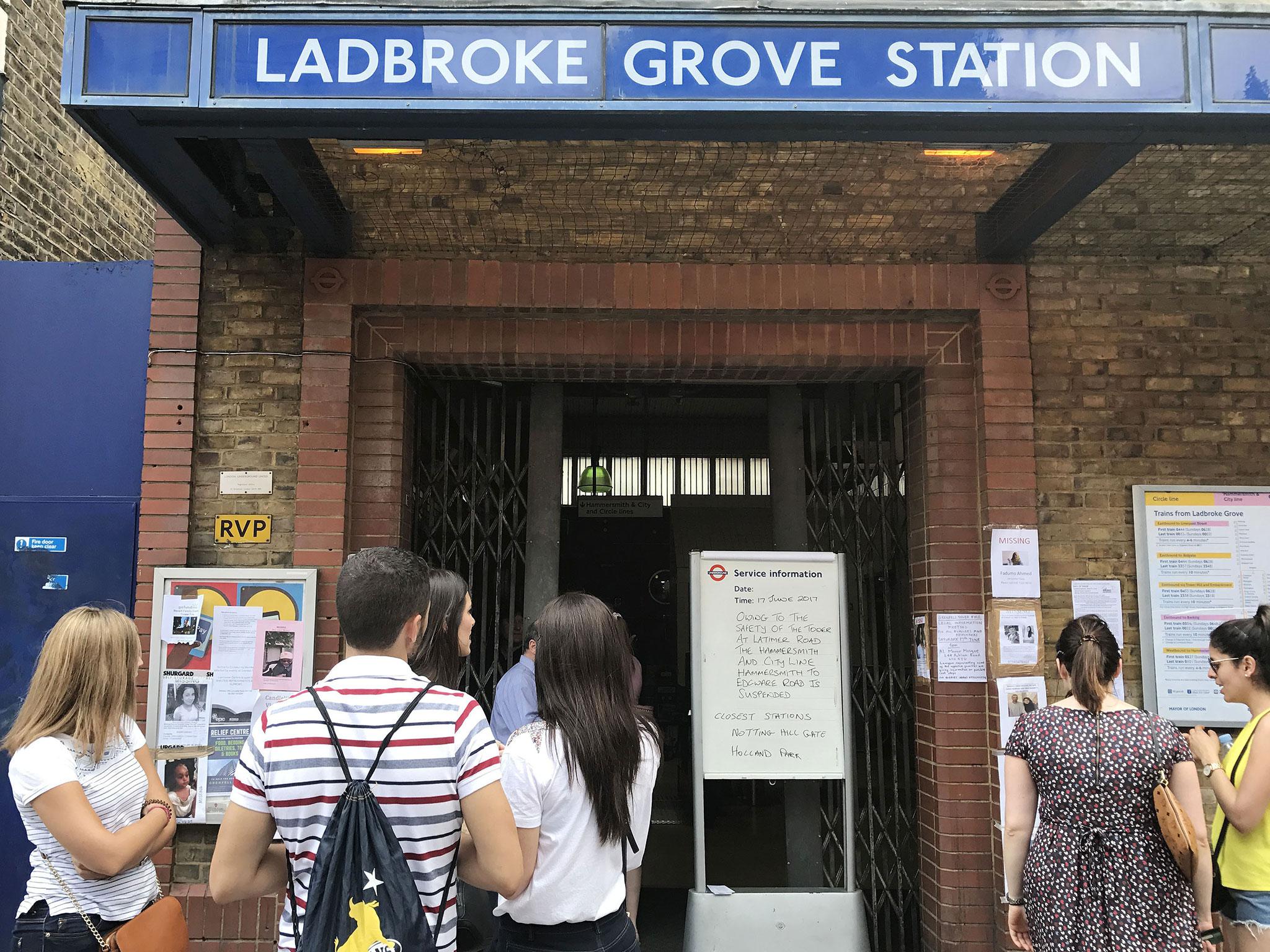 People were stopped from entering Ladbroke Grove station 'owing to the safety of the tower'