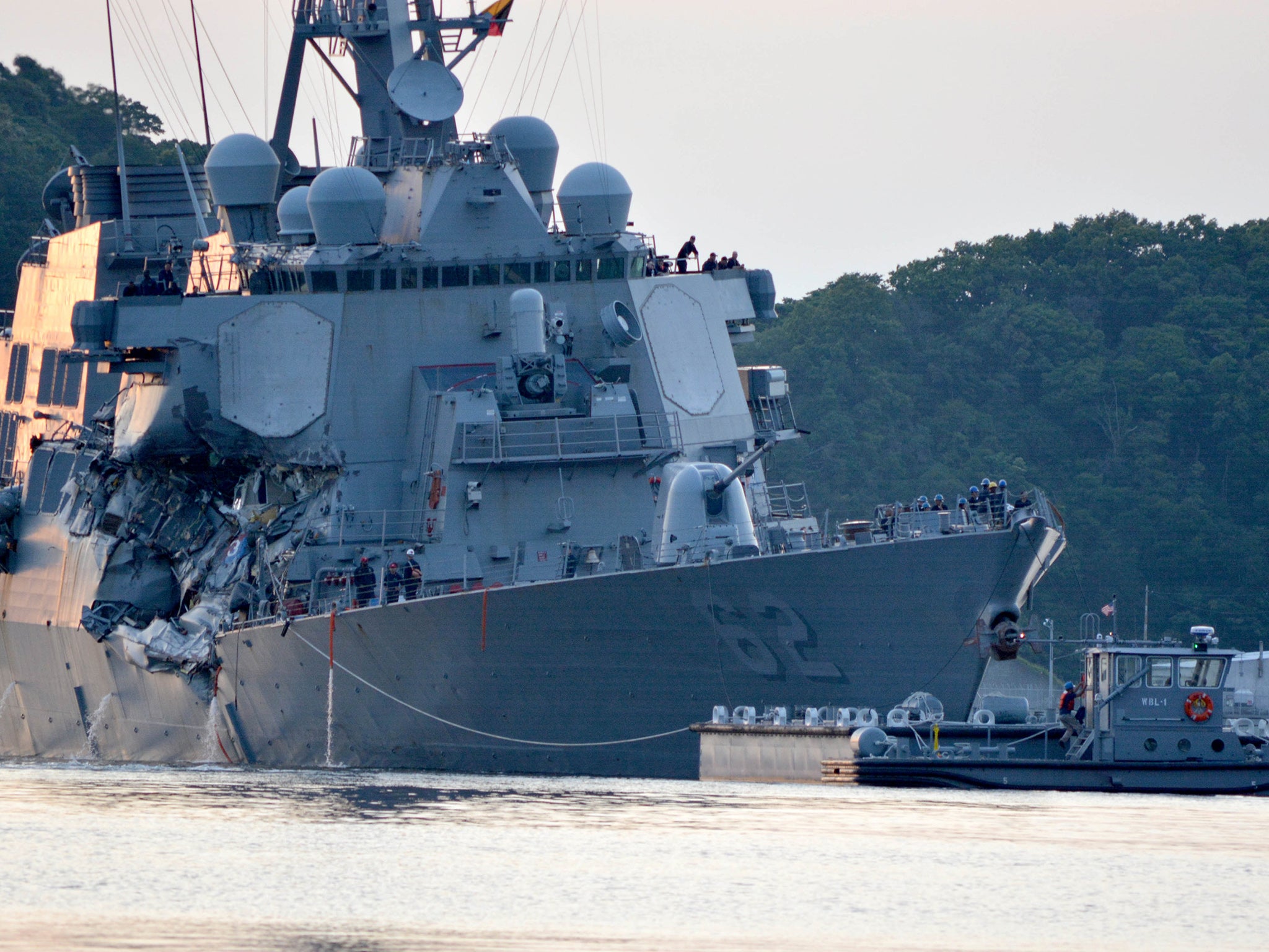 The USS Fitzgerald returns to fleet activities following the incident last month