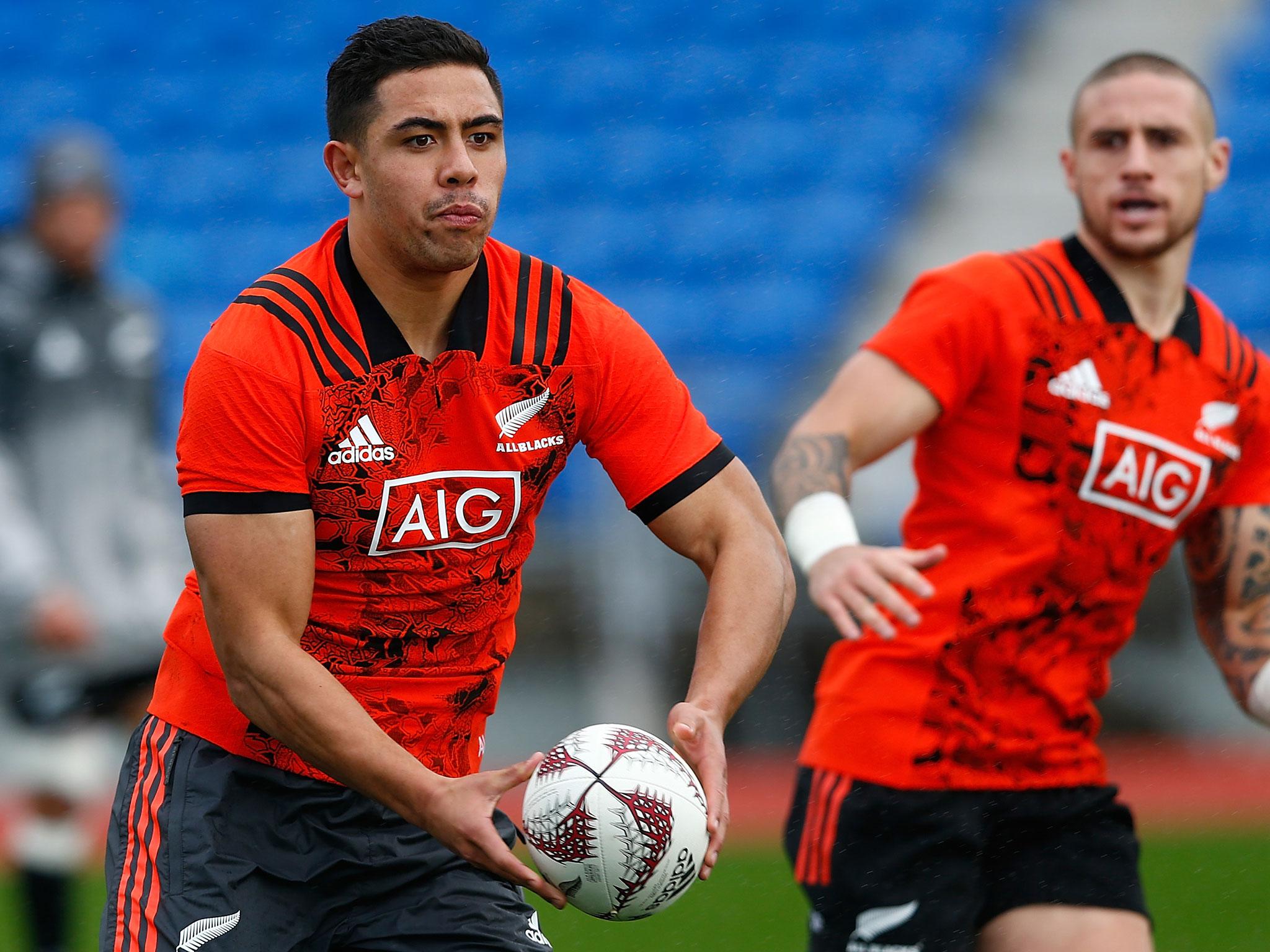 Anton Lienert-Brown in training with the All Blacks