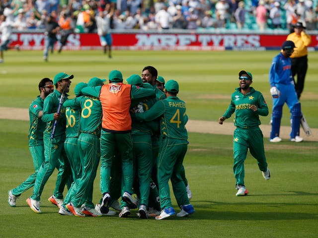 Pakistan's players celebrate after winning the ICC Champions Trophy