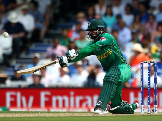Mohammad Hafeez plays a shot during the Champions Trophy final