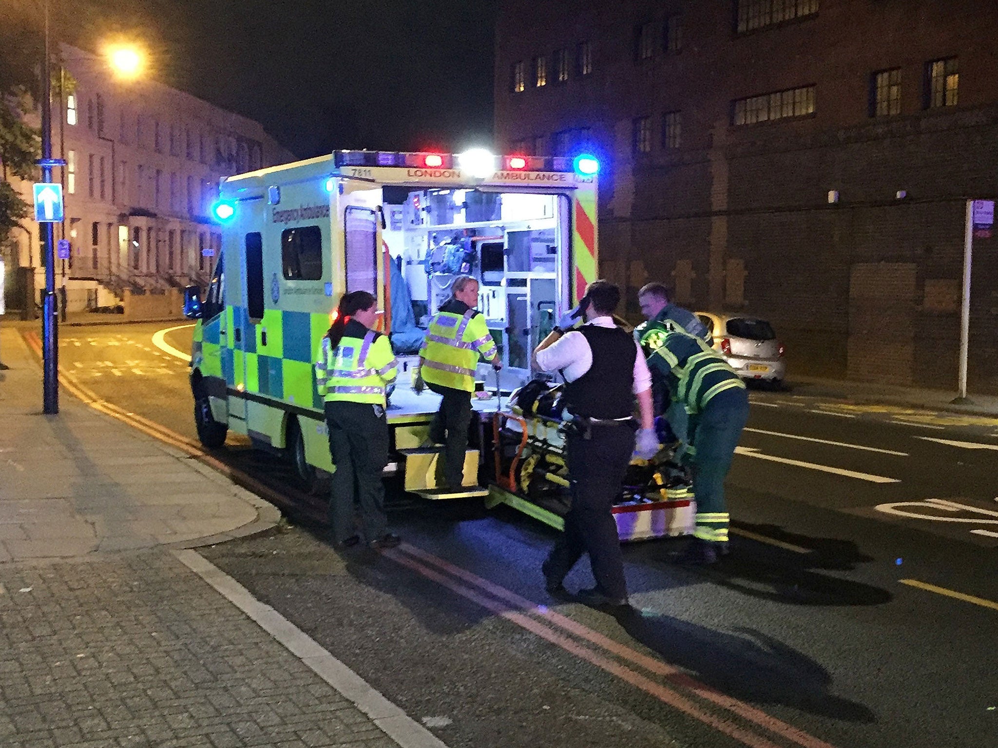 Emergency services are seen near Finsbury Park after a vehicle hit pedestrians on 19 June