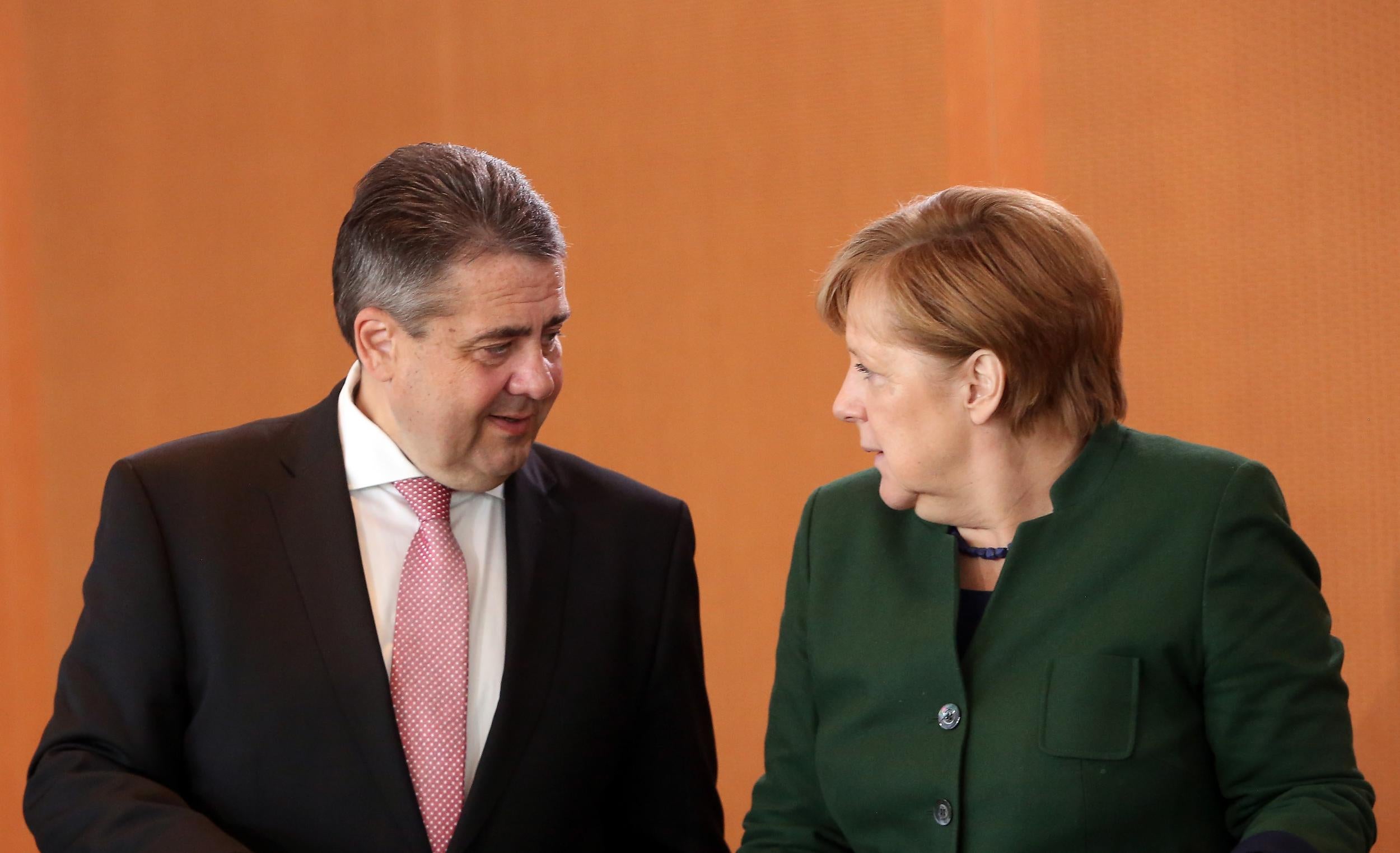 Sigmar Gabriel with Chancellor Angela Merkel