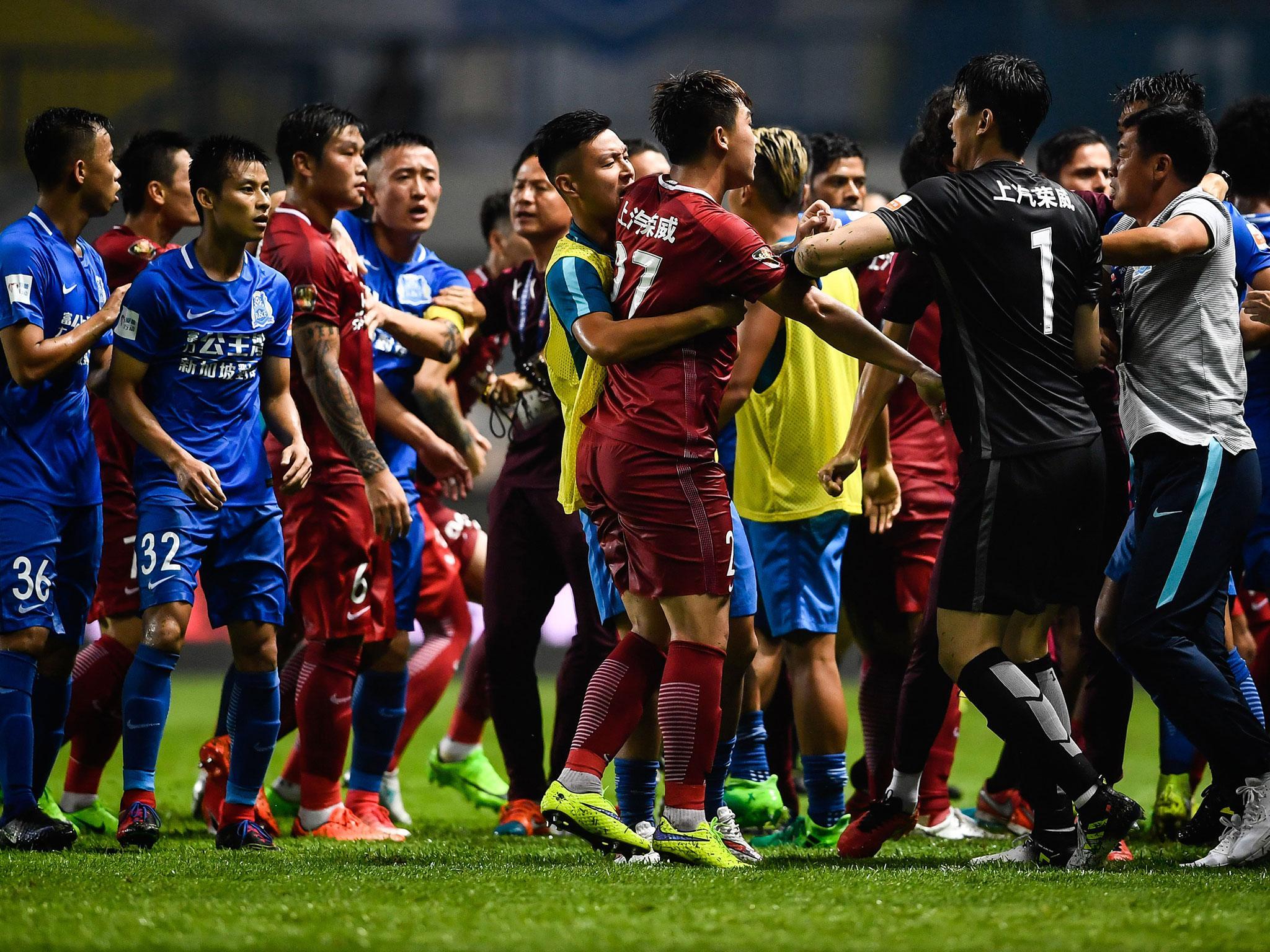 Oscar's actions sparked a mass melee just before half-time
