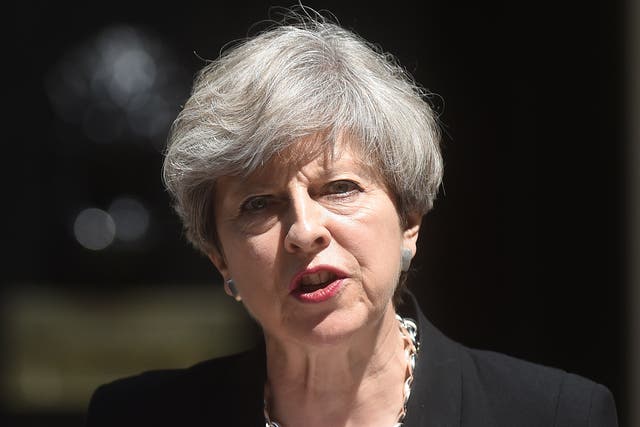 Prime Minister Theresa May speaking in Downing Street after a Cobra meeting following an incident in Finsbury Park, north London, where one man died, eight people were taken to hospital and a man was arrested after a van struck pedestrians