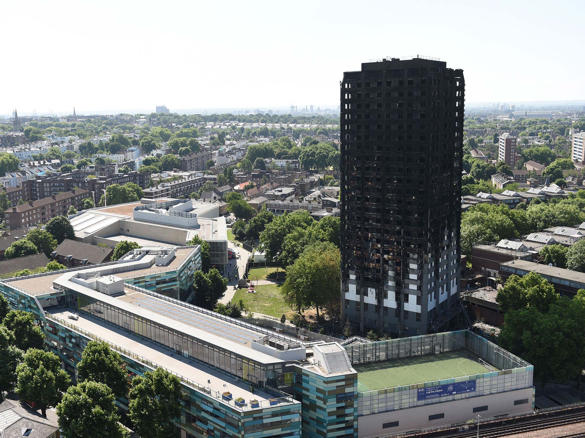 A view of Grenfell Tower, north Kensington, following last week's devastating fire