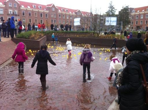 A water plaza in the Spangen neighbourhood of Rotterdam was created to capture floodwater (https://twitter.com/avhuffelen/status/269813887275245568)