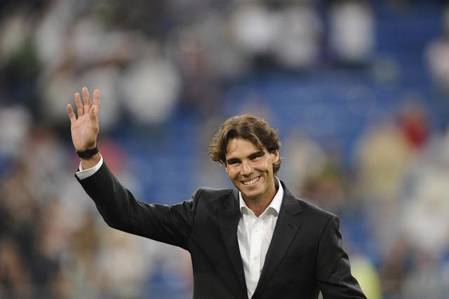 Nadal, pictured here at the Santiago Bernabeu, has been a Real Madrid fan for years
