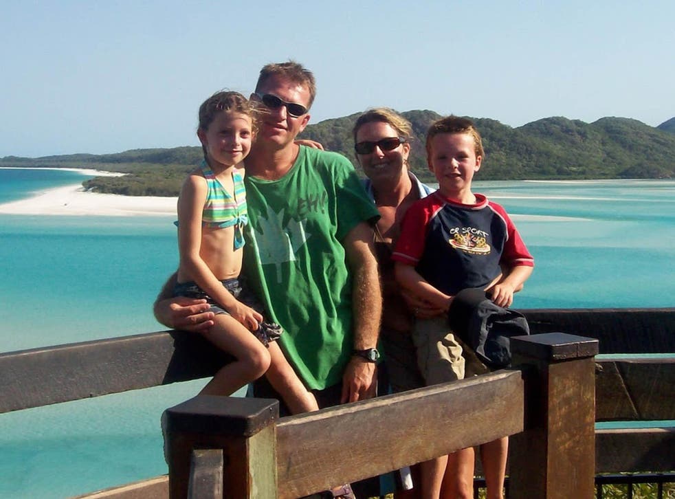 Too cool for school: Canadians Claude and Tamara Bournival with their children in Australia’s Whitsunday Islands