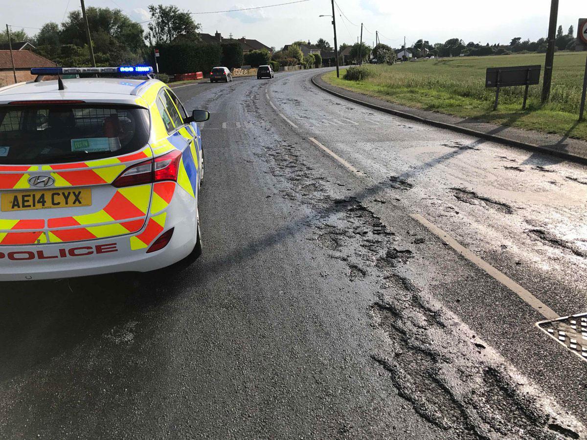Fenland Police issue warning over melting roads in Cambridgeshire