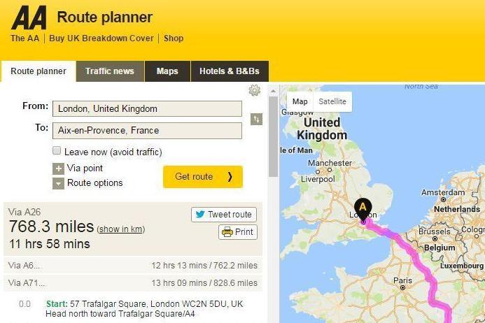  You can plan car routes across Europe with the AA, even if you're not a member