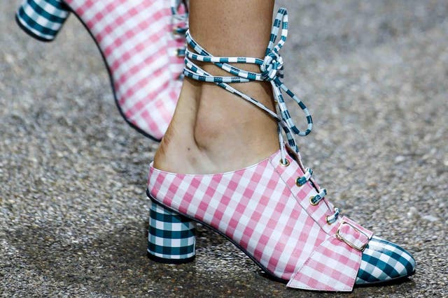 At House of Holland, gingham dresses were paired with corresponding pointed heels that bound the ankle
