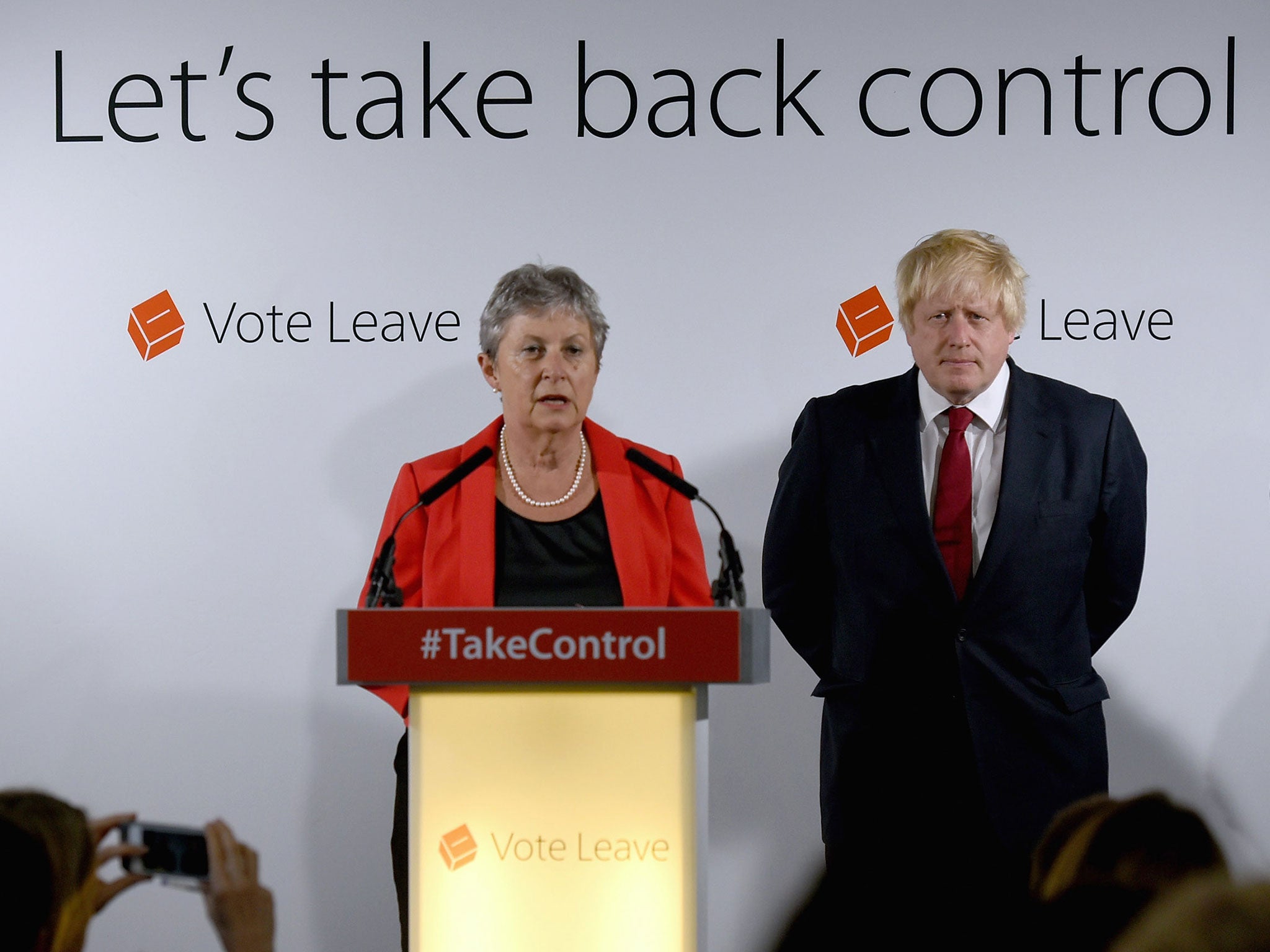 Happier times: Gisela Stuart and Boris Johnson after the EU referendum result was announced last June; she now says the vote was an abuse of democracy