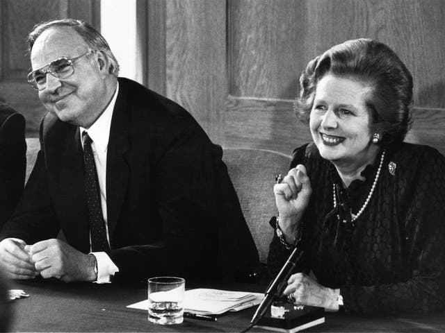 Sidelined: Helmut Kohl, with Margaret Thatcher in 1983, oversaw the reunification of Germany and was a stabilizing influence in Europe after the fall of the Berlin Wall