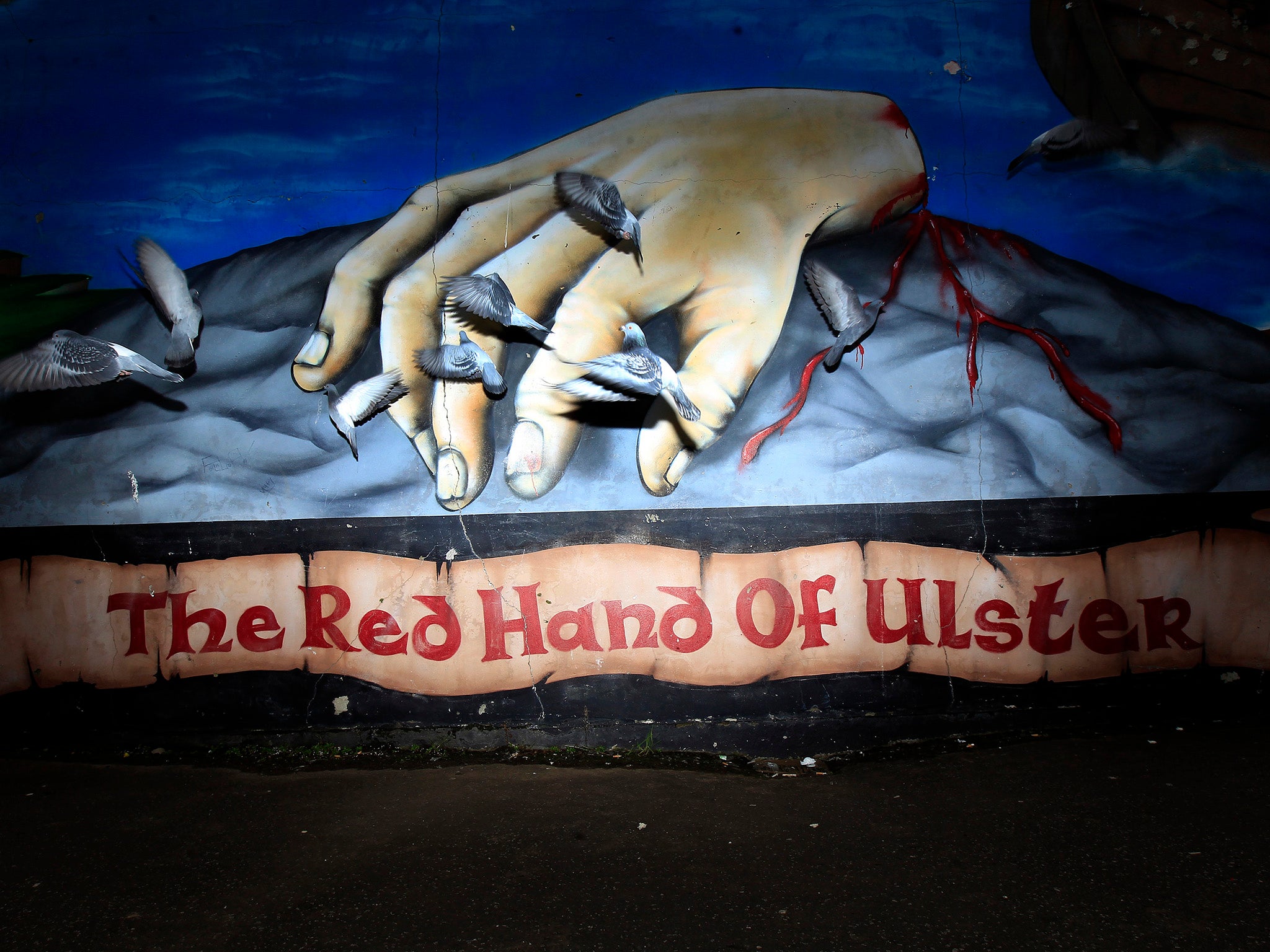 A mural in the Shankill Road area of Belfast depicting a Gaelic myth about the claiming of Ulster