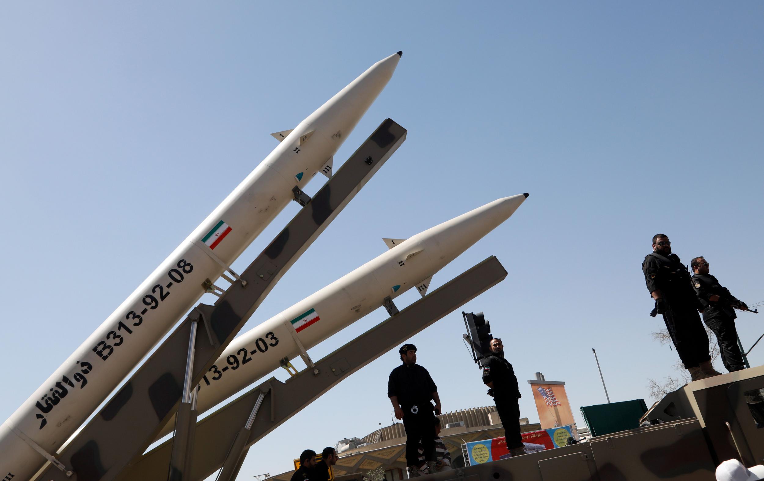 Zolfaghar missiles are displayed during a rally marking al-Quds (Jerusalem) Day in Tehran (AFP/Getty)