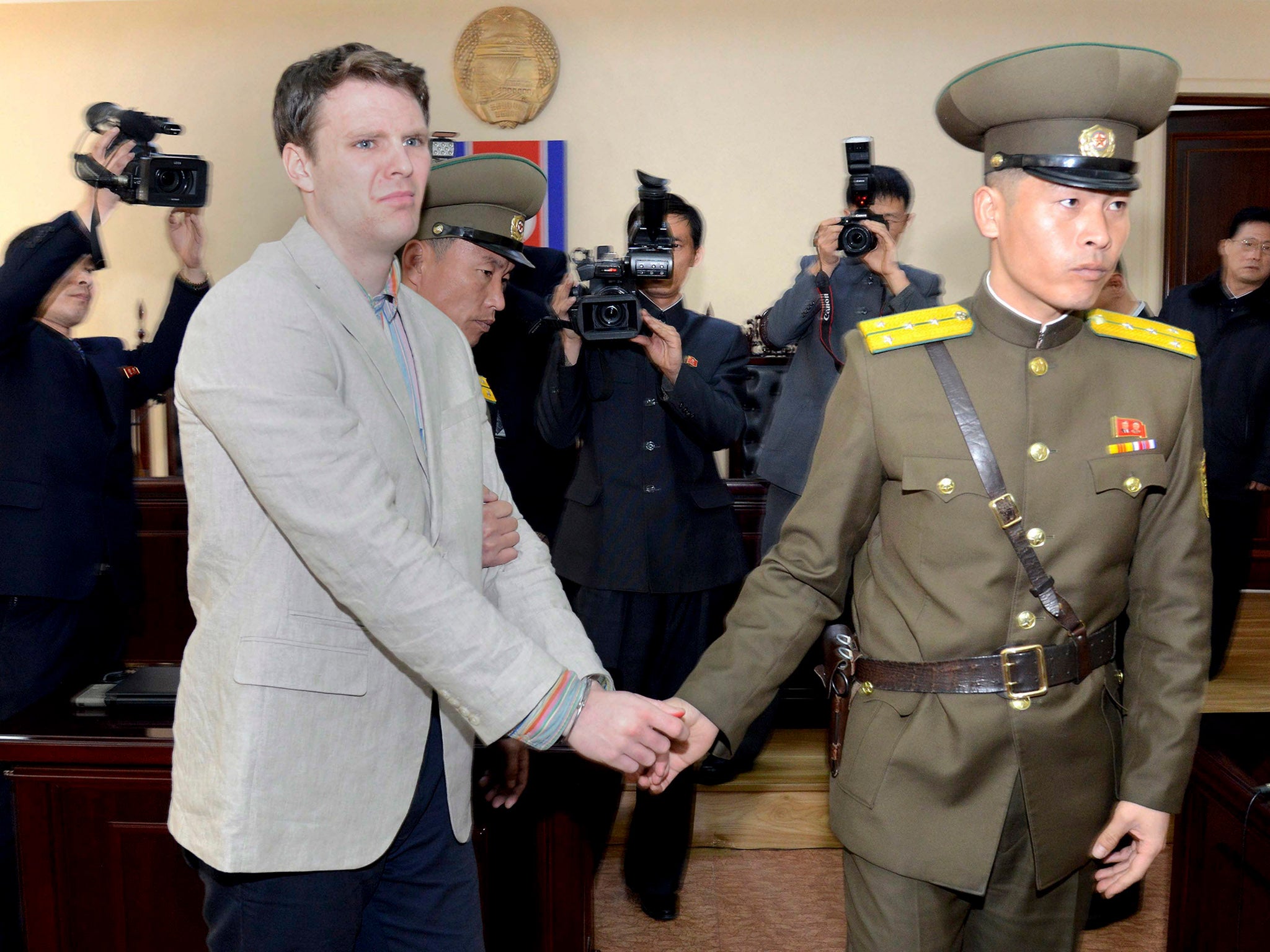 &#13;
Otto Warmbier (left) died a few days after returning from North Korea to the US &#13;