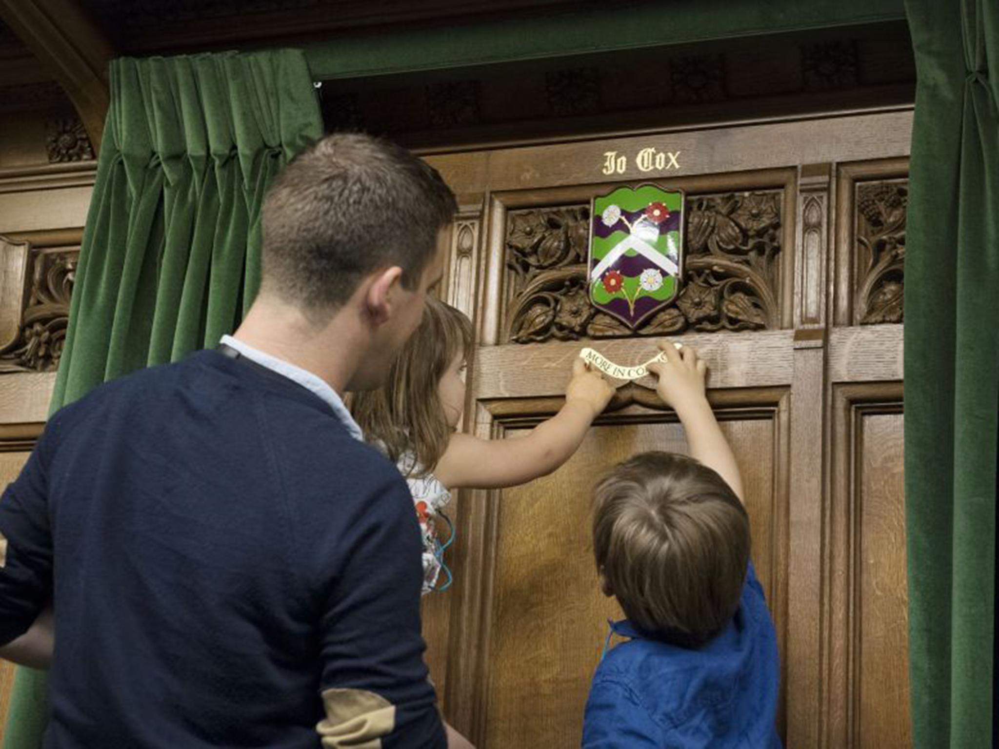Coat of arms being unveiled in Parliament in honour of murdered MP Jo Cox
