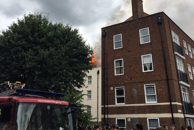 Fire engulfs a third-floor flat in Bethnal Green, London