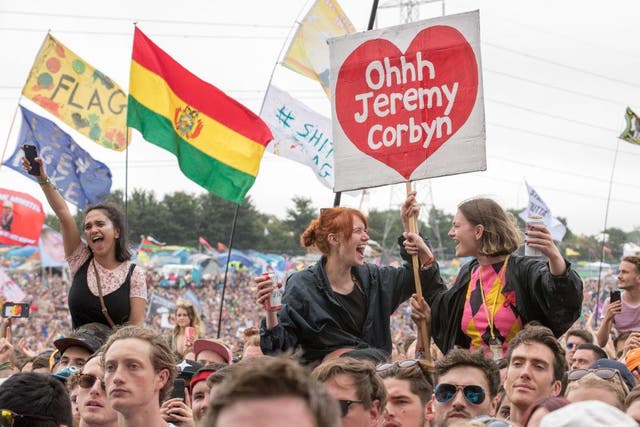 Support for the Labour leader at Glastonbury shows how far he’s come in the last year
