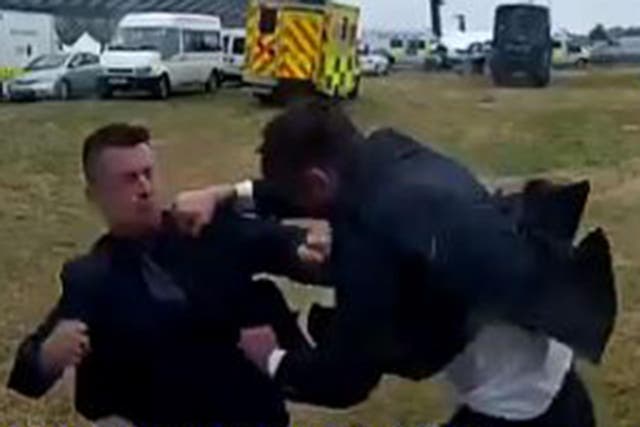 Tommy Robinson brawls with the man at Ascot