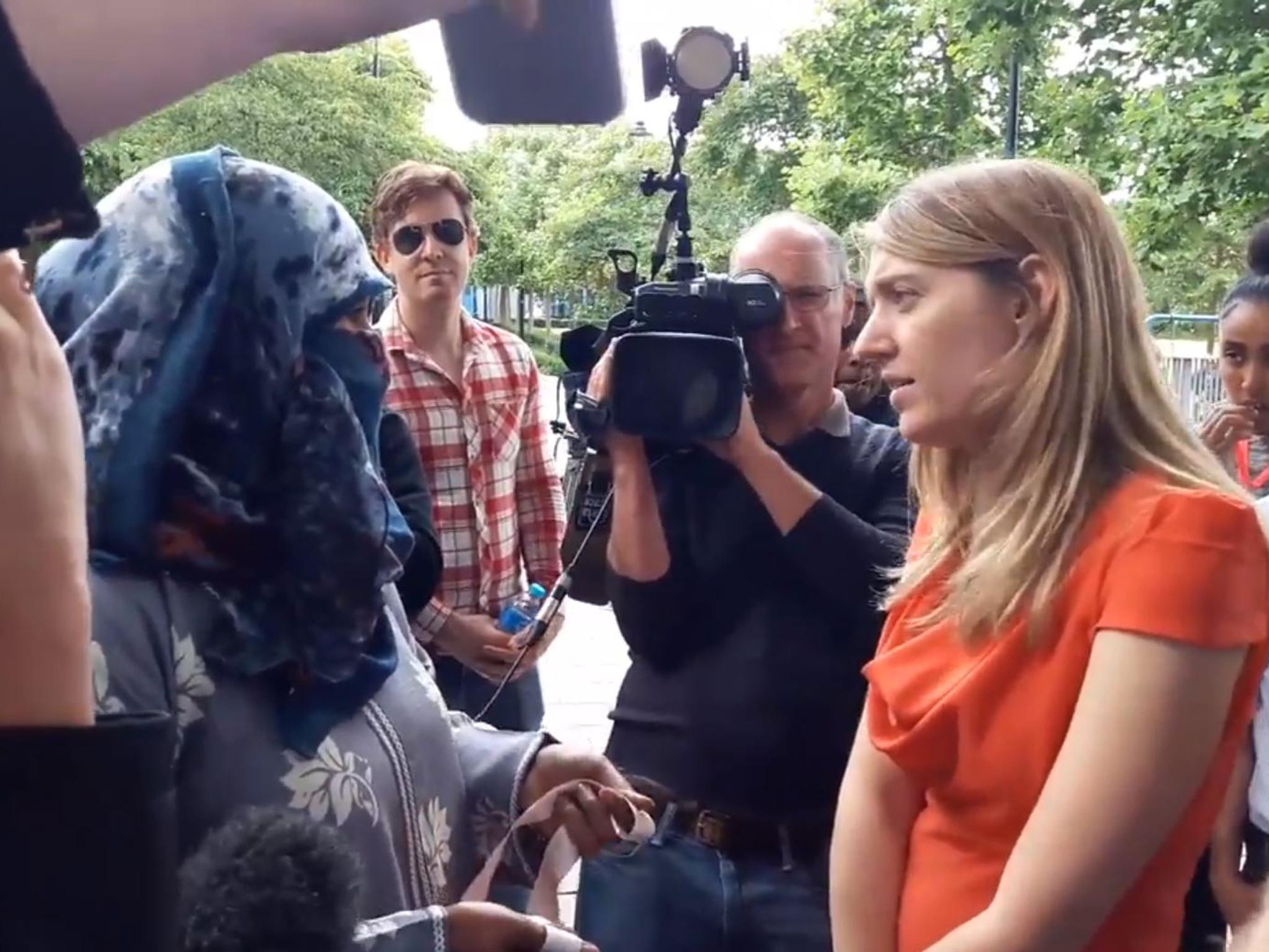A Camden resident confront council leader Georgia Gould