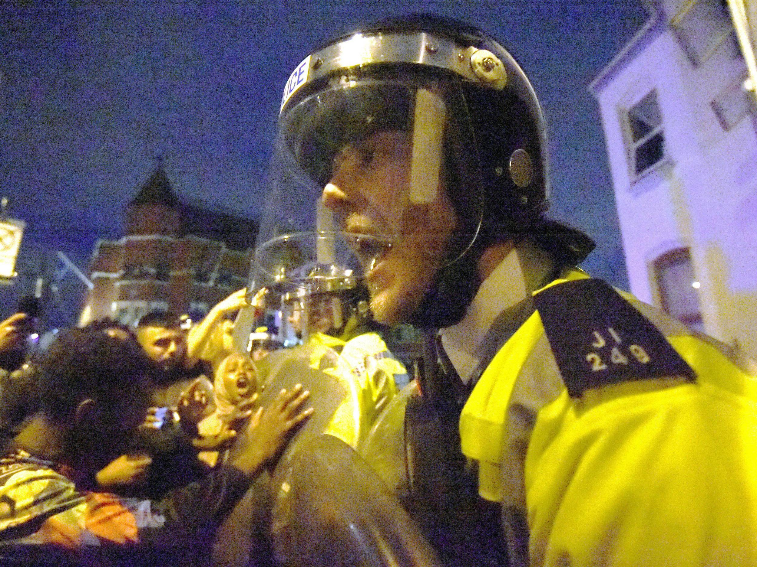 Police officers in Forest Gate, north east London, as people protest over the death of Edir Frederico Da Costa, who died on 21 June six days after he was stopped in a car by Metropolitan Police officers in Woodcocks, Beckton