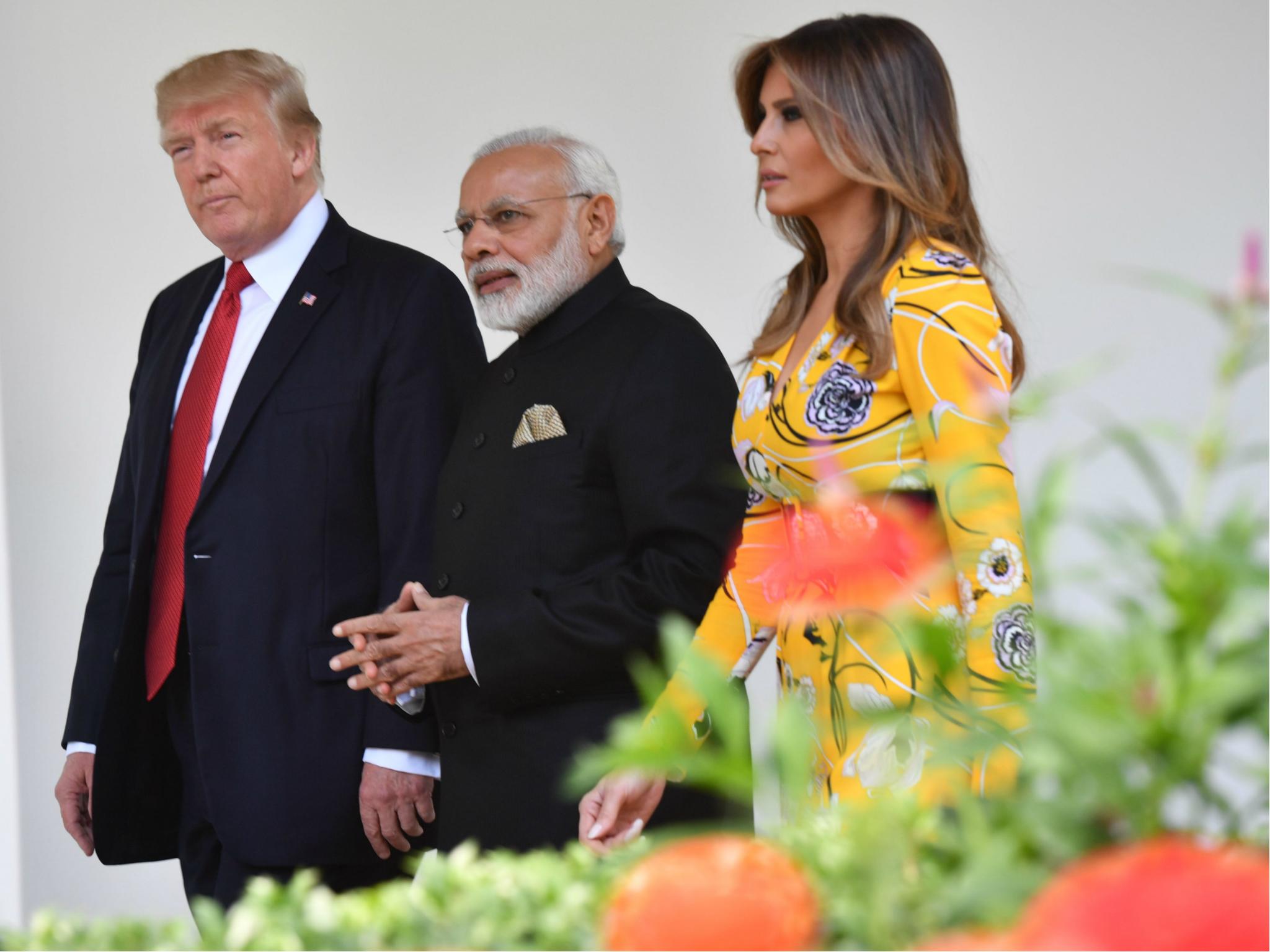 Donald Trump and First Lady Melania Trump meet Indian PM Narendra Modi at the White House