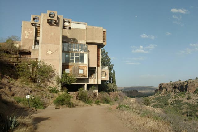 Arcosanti sits on the edge of a mesa in the middle of the desert