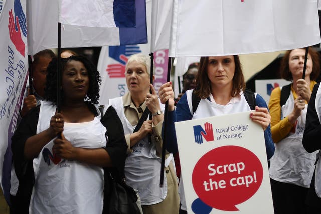 Nurses protest outside the Department of Health over low pay