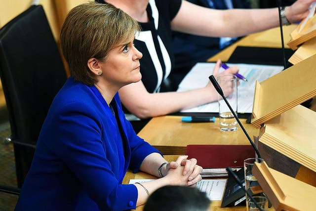Nicola Sturgeon in Holyrood, where she shelved immediate plans for a second referendum