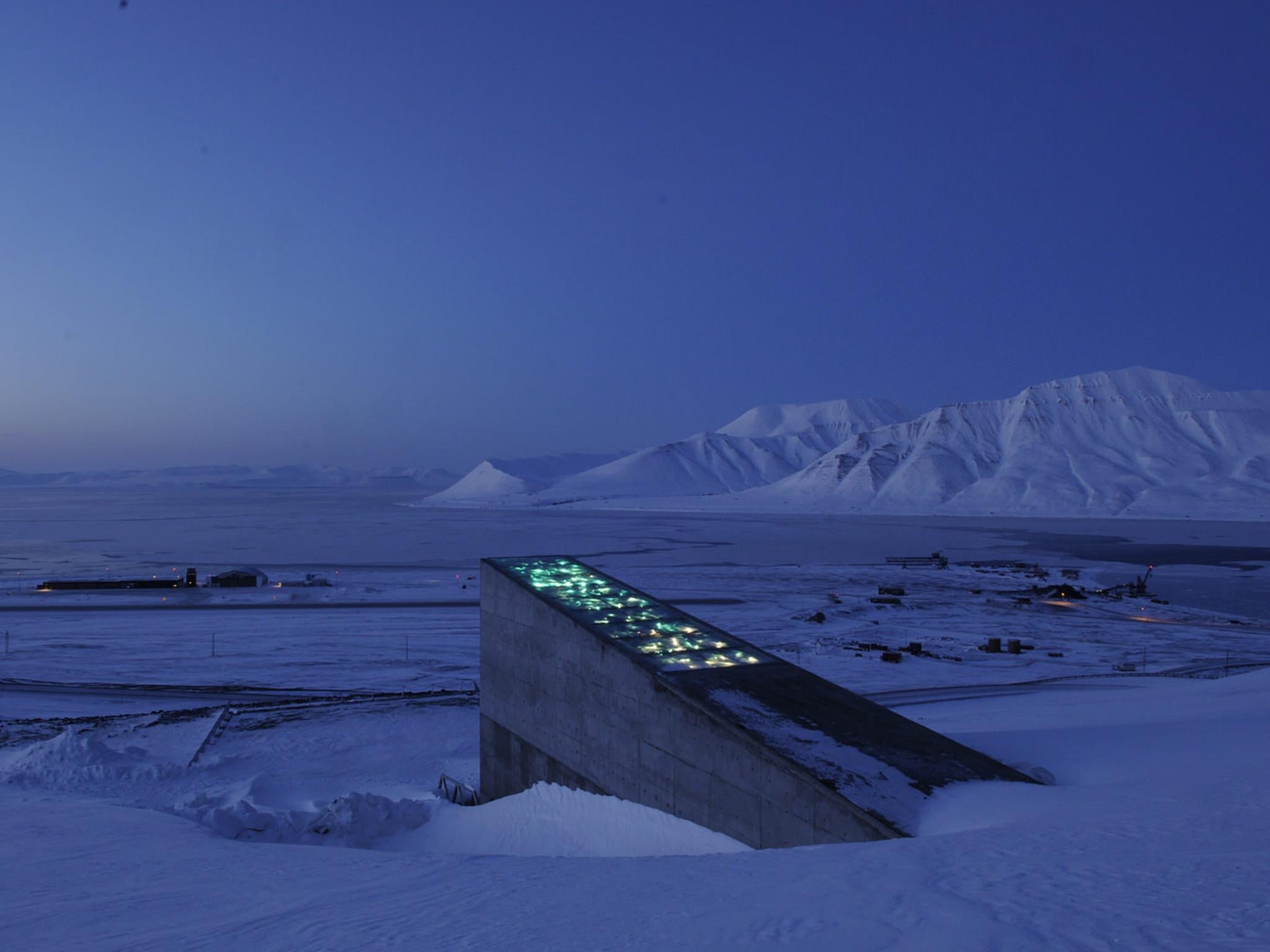 The entrance to the Global Seed Vault, on Spitsbergen Island in Svalbard, a few hundred miles from the North Pole