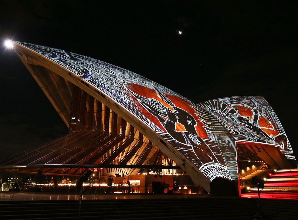 Sydney Opera House lit up with Aboriginal Australian art projection to