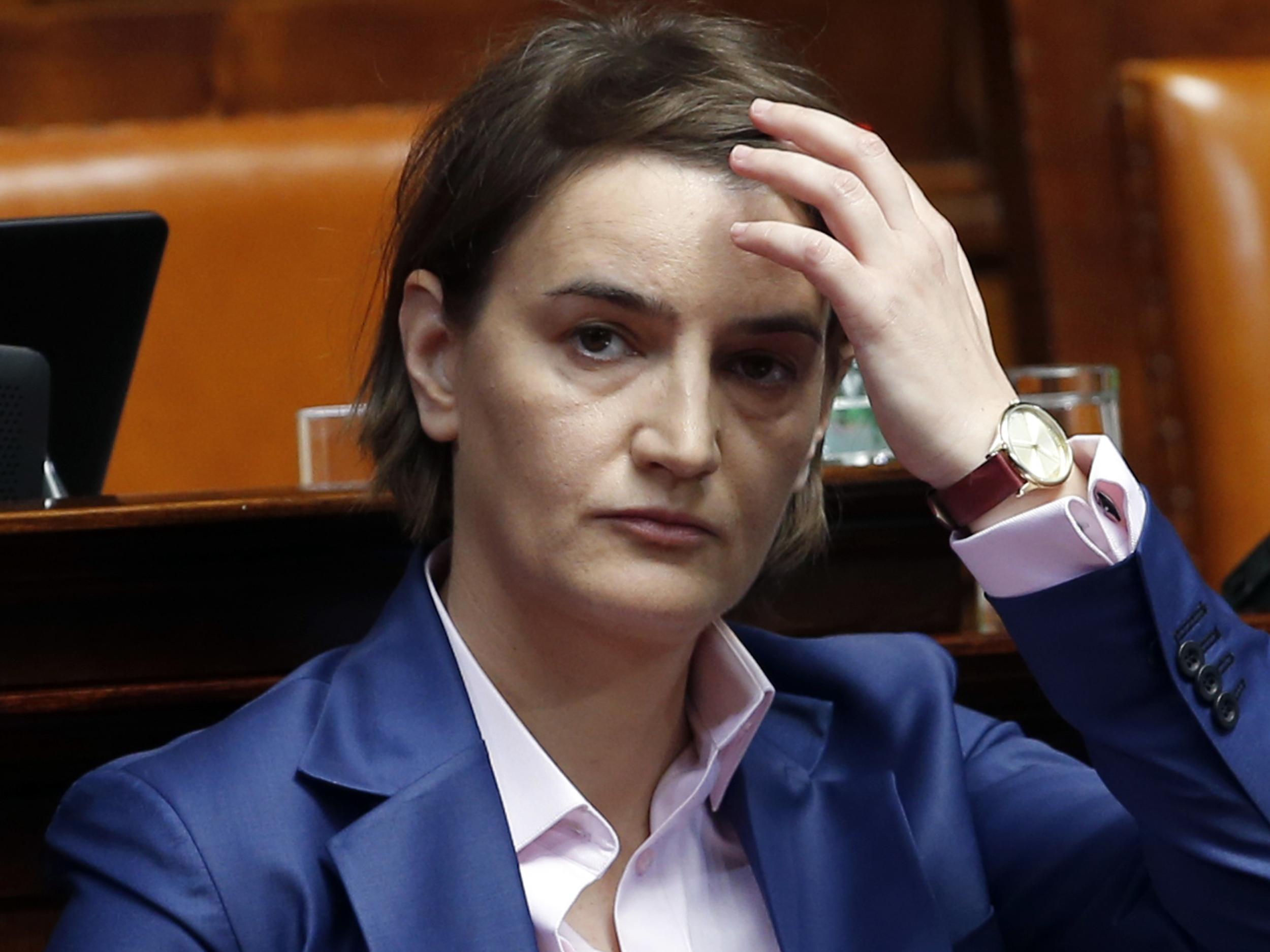 Serbia's Prime Minister-designate Ana Brnabic attends a parliamentary session in Belgrade