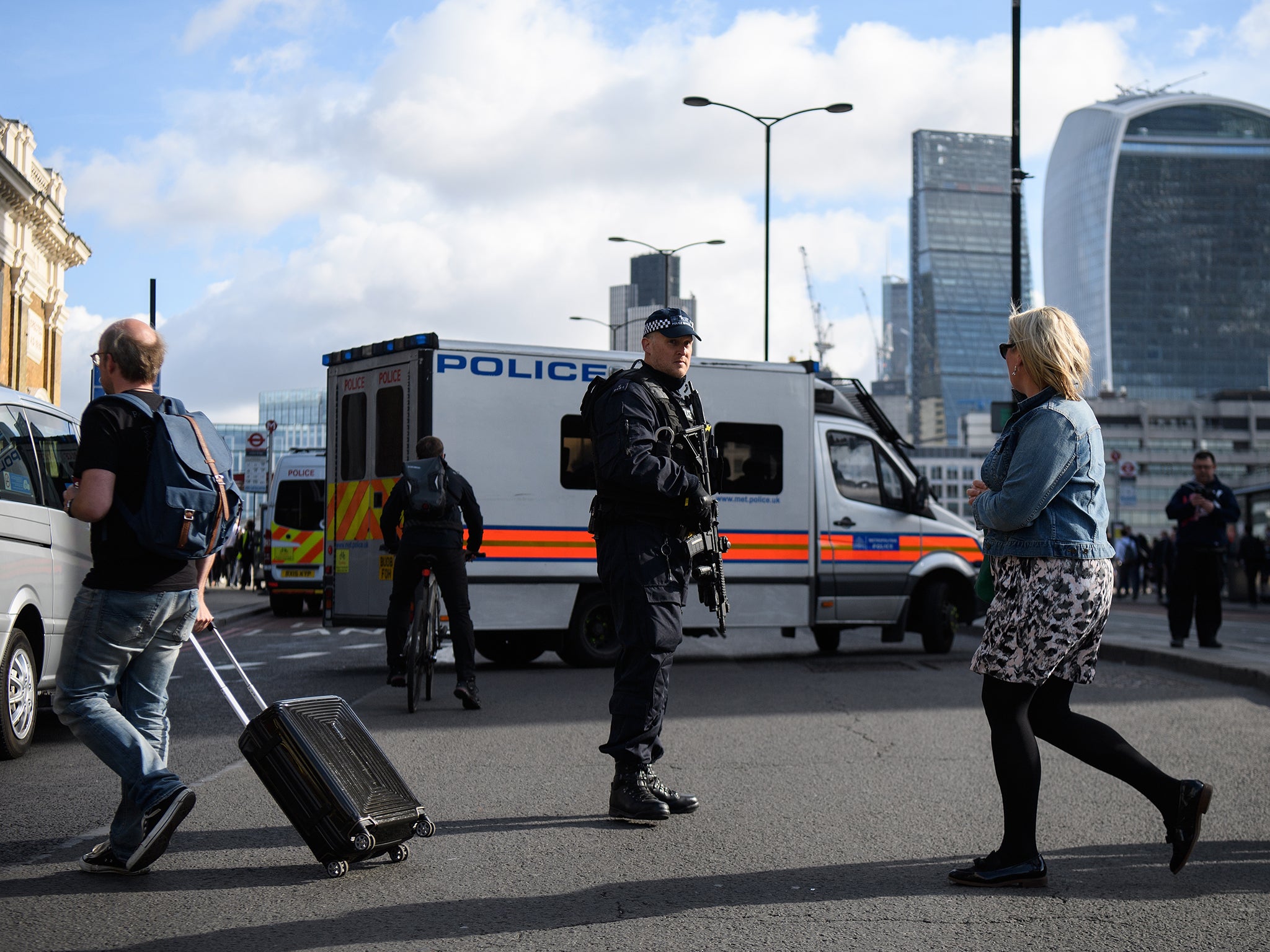 Police at London Bridge following the terror attack there in June