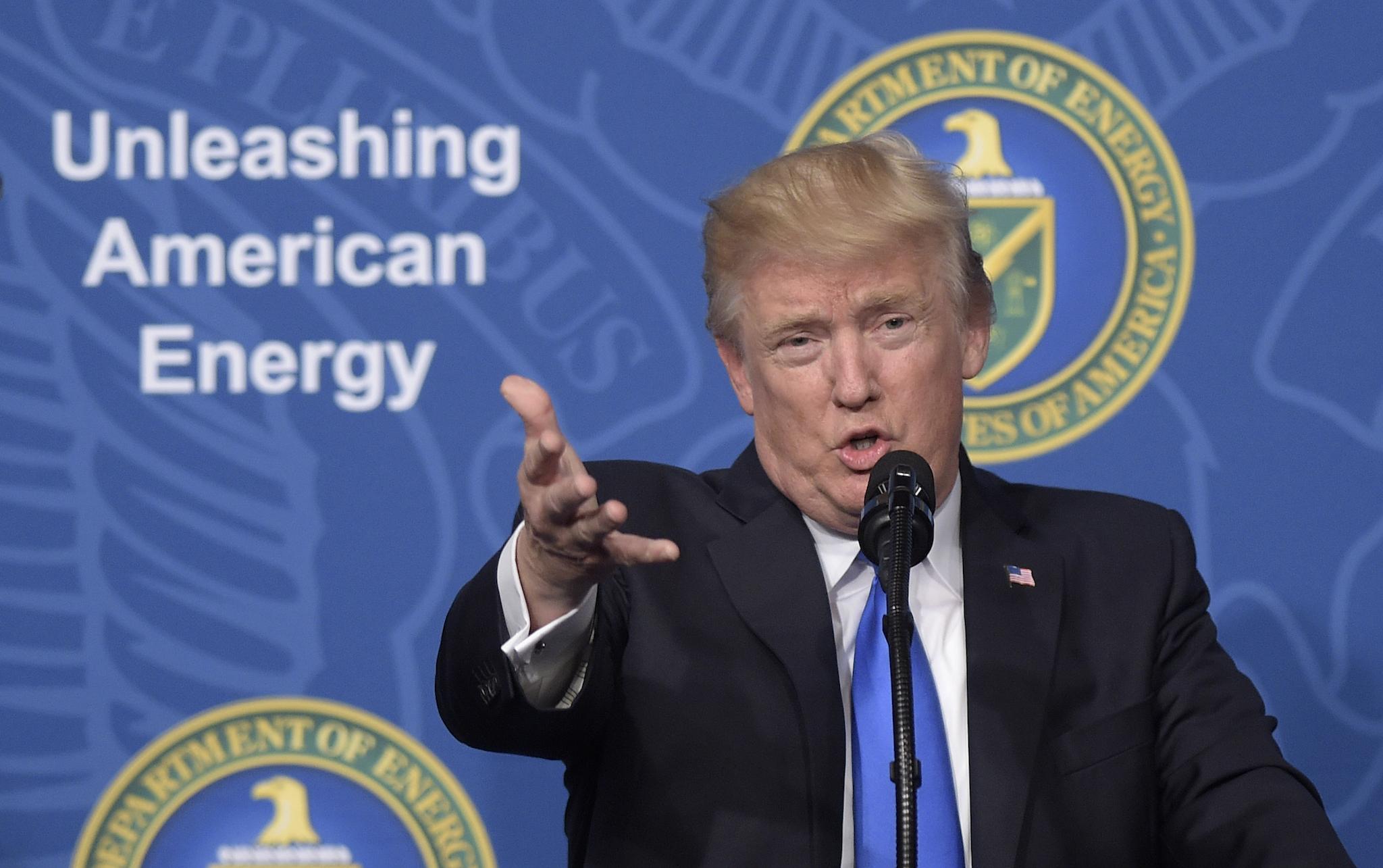President Donald Trump speaks at the Department of Energy in Washington