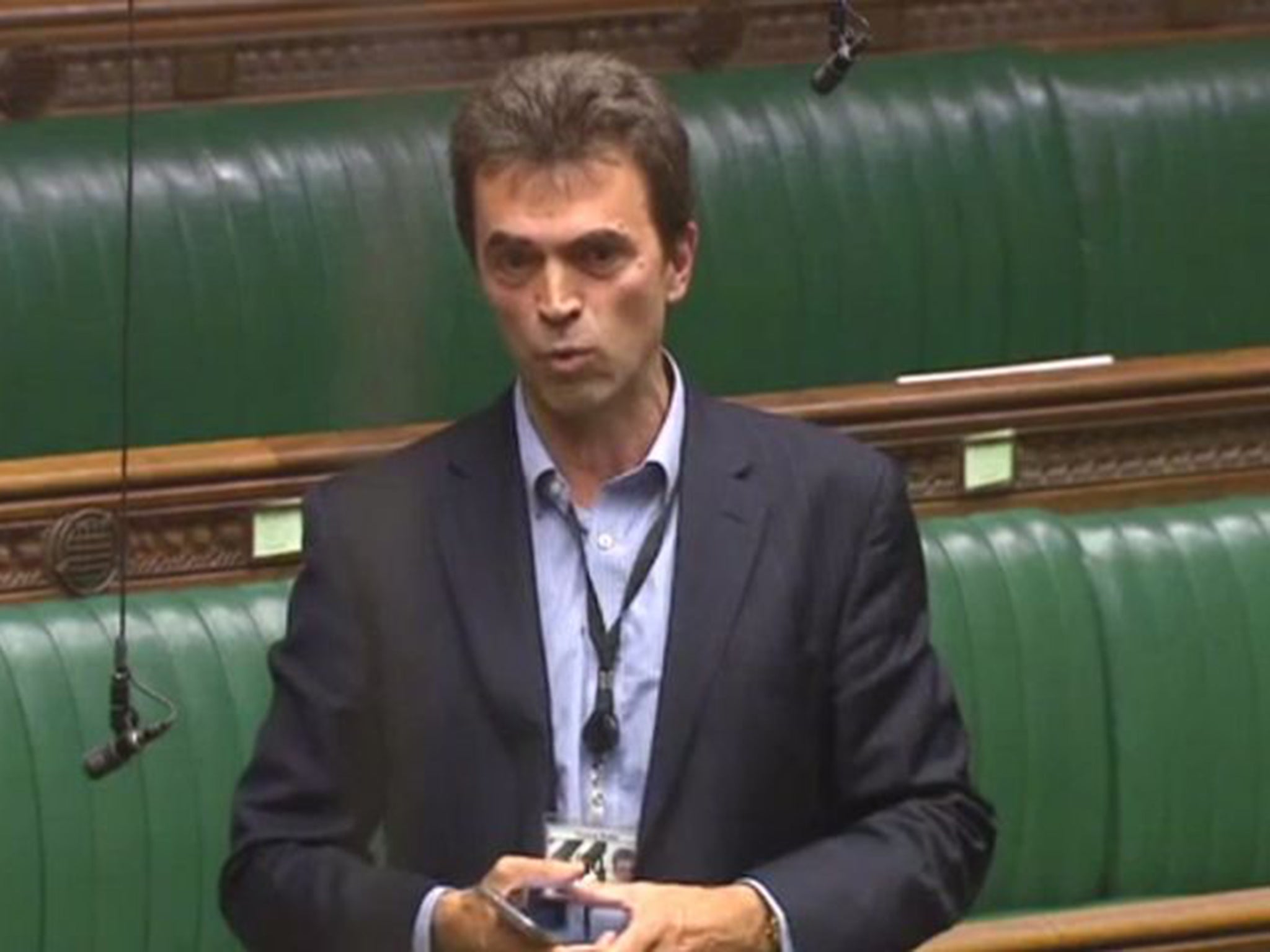Liberal Democrat MP Tom Brake in the House of Commons on Wednesday ... clearly not wearing a tie