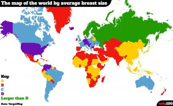 World Map Breast Size The map of the world according to breast size | indy100