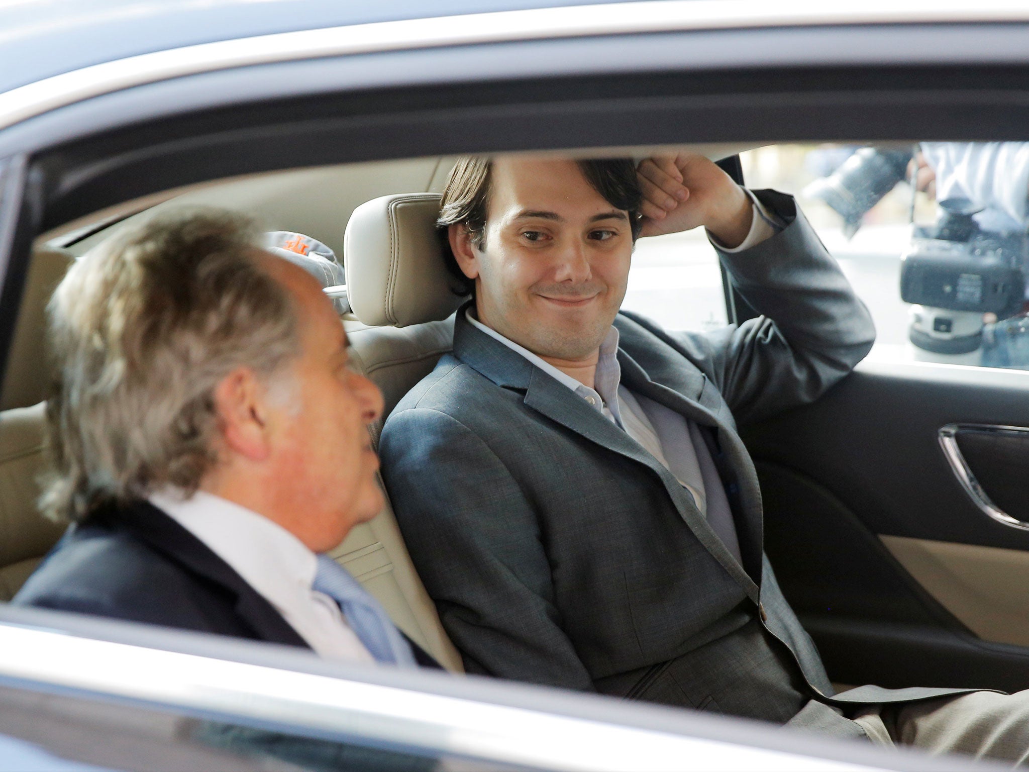 Martin Shkreli with his attorney Benjamin Brafman after a hearing at a US Federal Court in Brooklyn