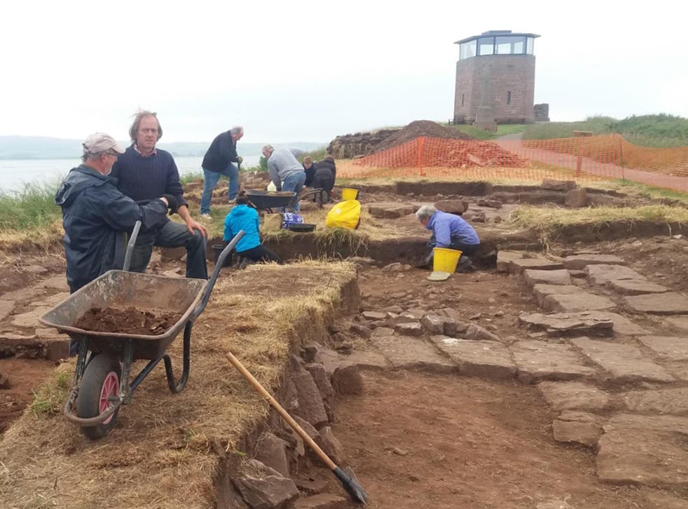 The excavation team work on Lindisfarne