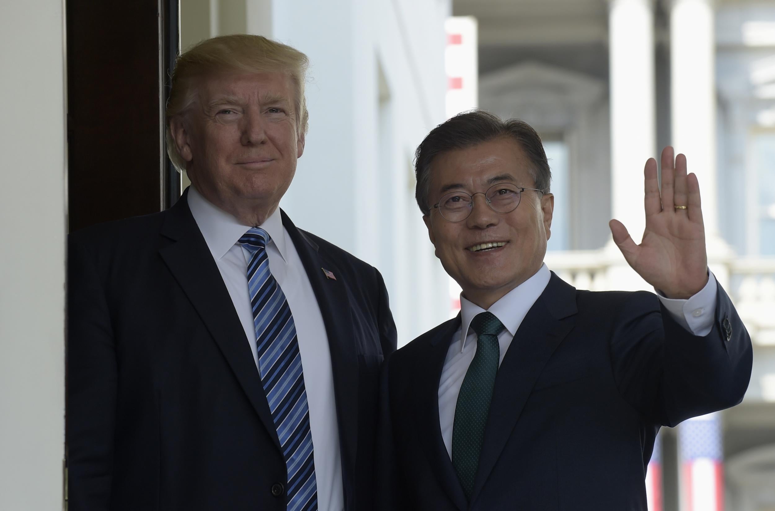 President Donald Trump welcomes South Korean President Moon Jae-in to the White House
