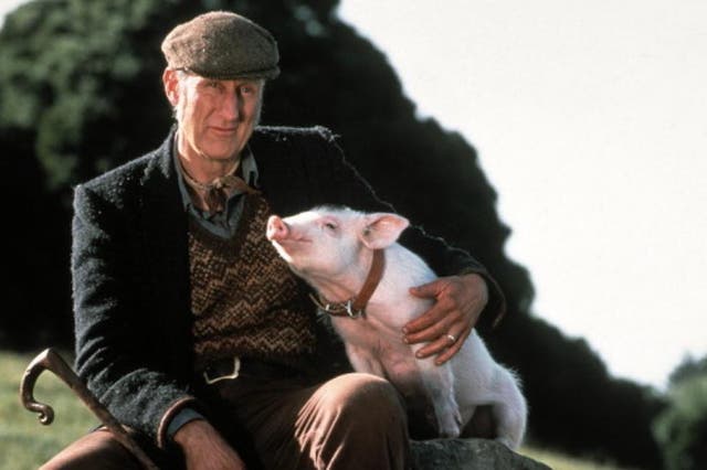 James Cromwell (left) in the film Babe