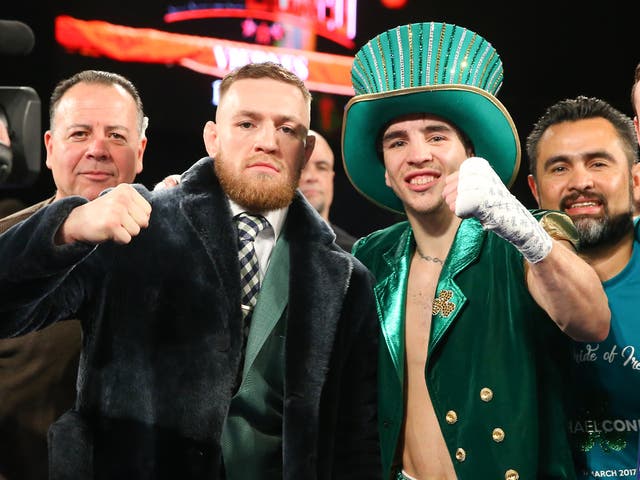Conor McGregor accompanied Michael Conlan during the walk-on to his professional debut